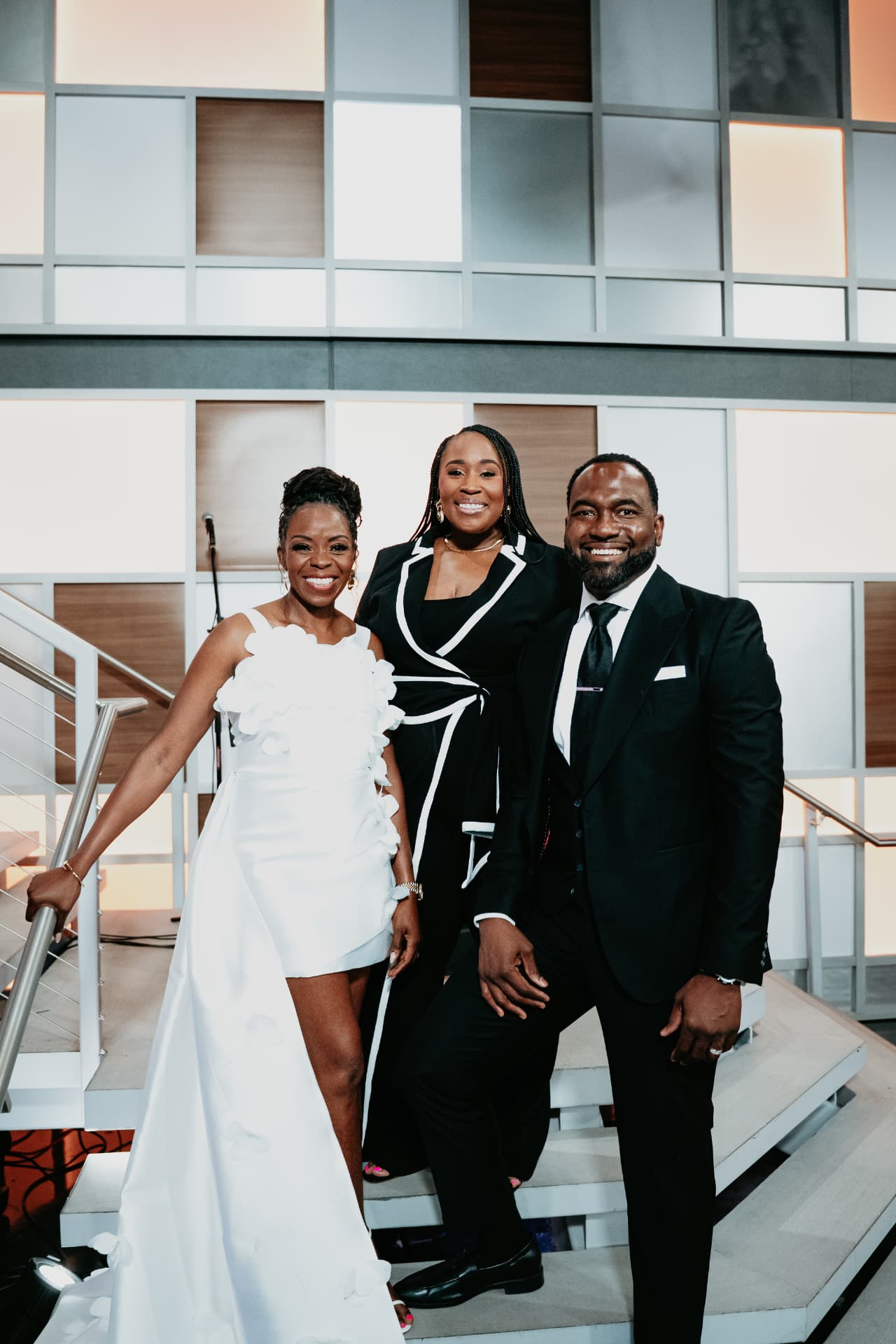 Jennifer Allen with the couple she married at the WFAA ABC studio